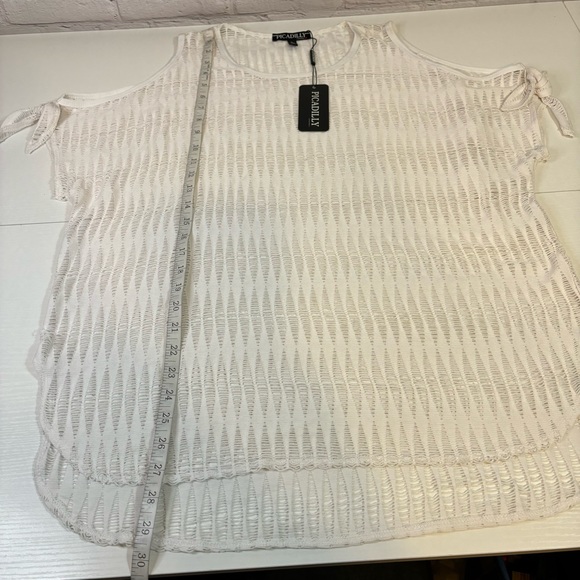 NWT Piccadilly White Knit Tie Tank Top - Picture 4 of 6